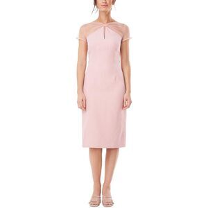 JS Collections Blush Pink Sheer Yoke Sheath Dress